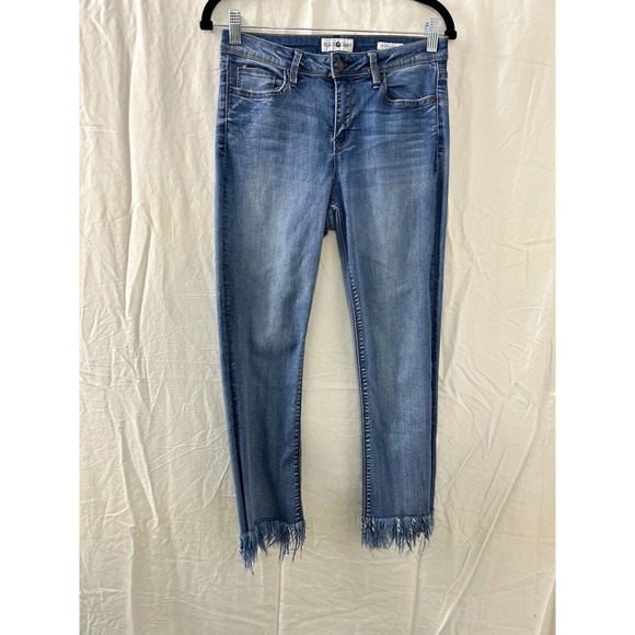 Daisy Denim - Black Daisy Kate Straight Leg Womens Size 7/28 Jeans Bright Indigo‎ Wash Raw Hem